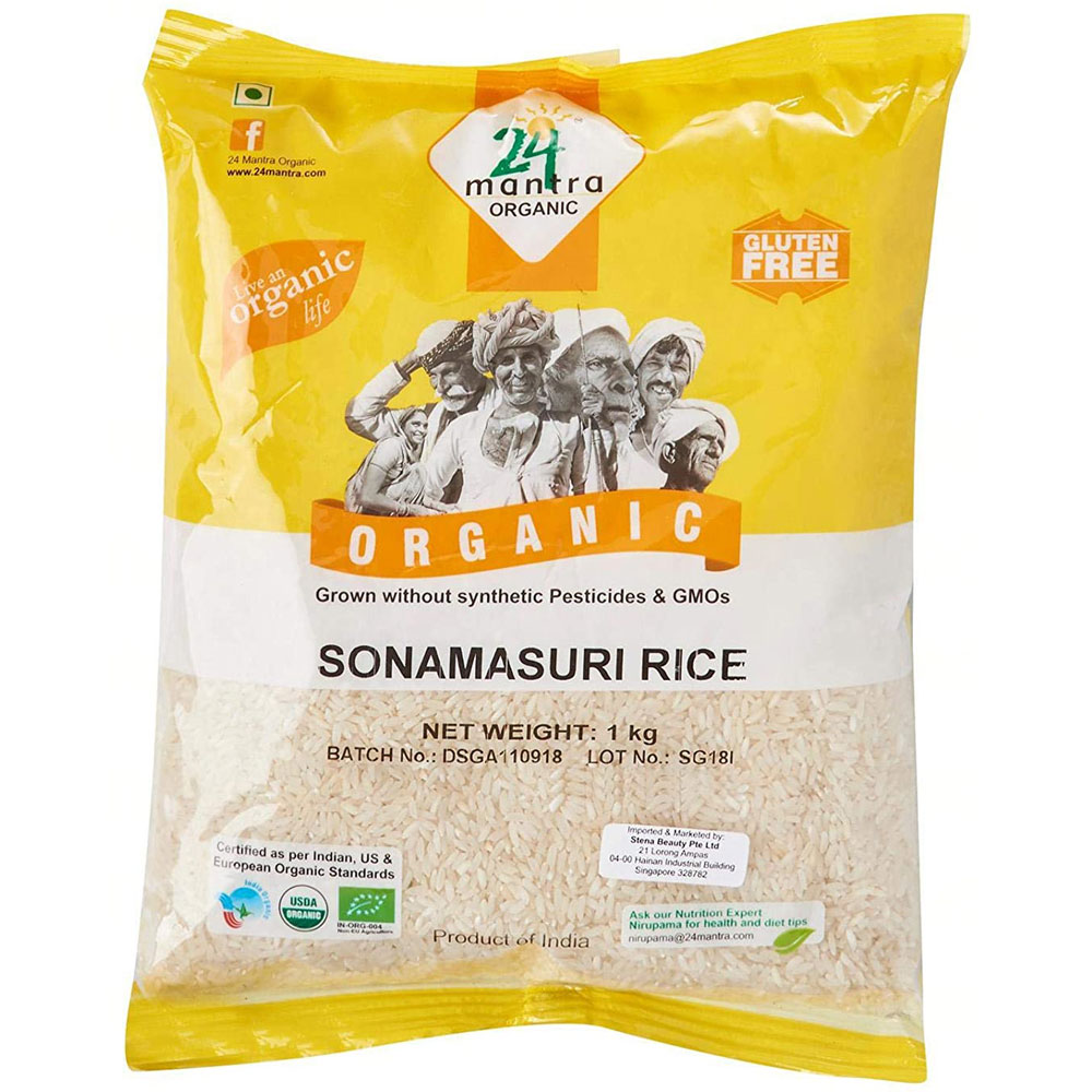 Organic Rice Sona Masoori 1 Kg Usda Certified